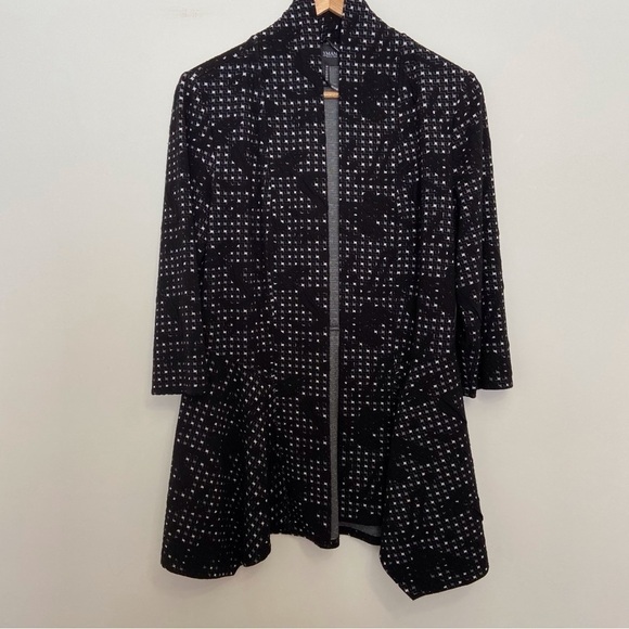 FRANK Lyman designer black white duster cardigan sweater 3/4 sleeves pattern 10 - Picture 16 of 16